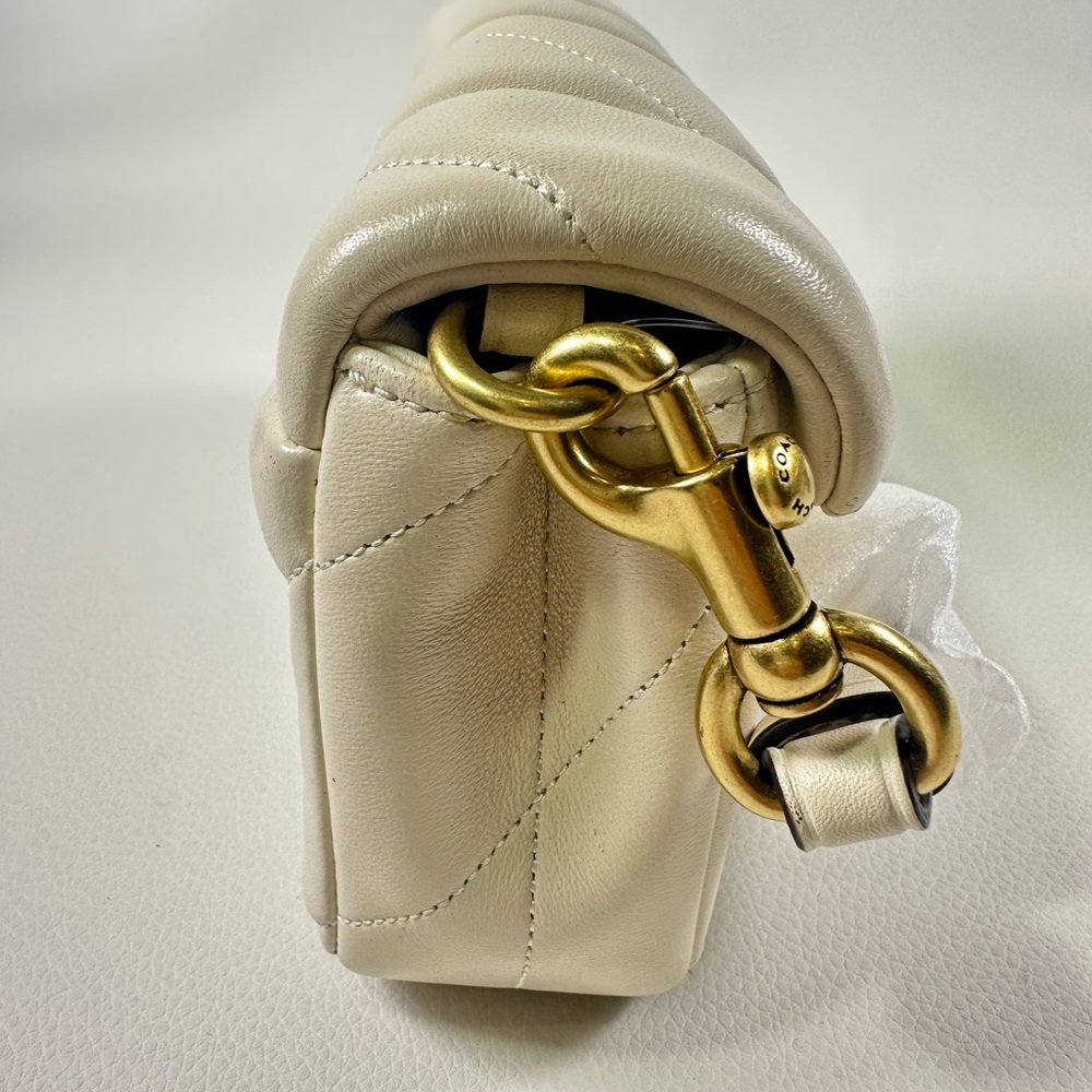 NEW COACH TABBY CROSSBODY WRISTLET LEATHER WOMENS BAG CHALK/WHITE - Picture 12 of 14